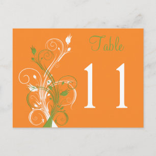 Cartão Postal Cartão-postal de Quadro Floral Branco Verde Laranj