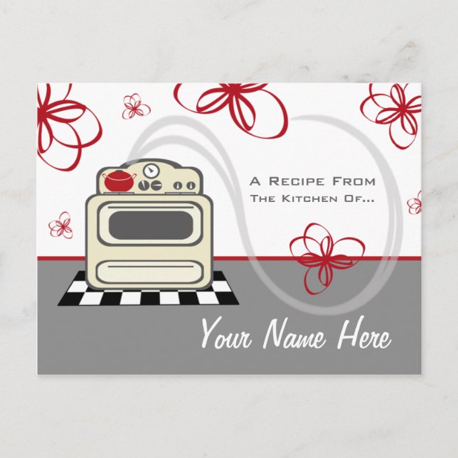 Cartão Postal Cartão-postal de recebimento - Cozinha vermelha mo (Frente)