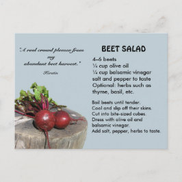 Cartão Postal Cartão-postal de recebimento de salada de beterrab
