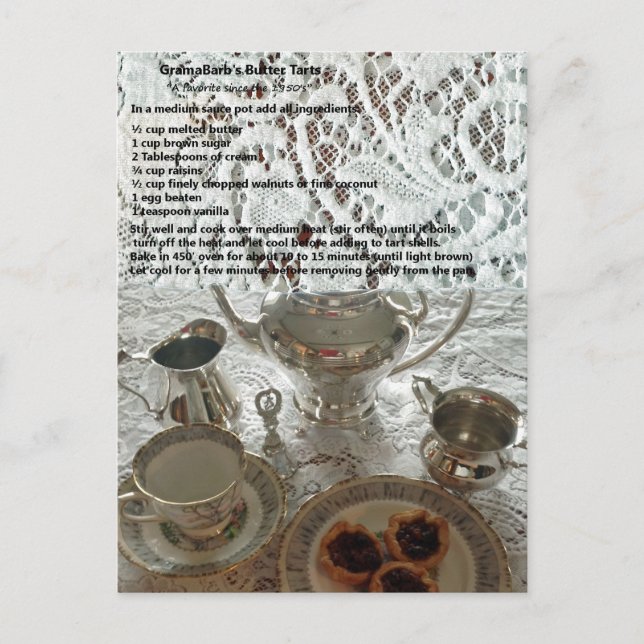 Cartão Postal Cartão-postal de recebimento de tartes de manteiga (Frente)