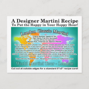 Cartão Postal Cartão-postal de Receita Clássico Gin Martini de L