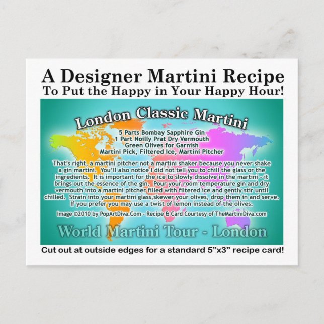 Cartão Postal Cartão-postal de Receita Clássico Gin Martini de L (Frente)