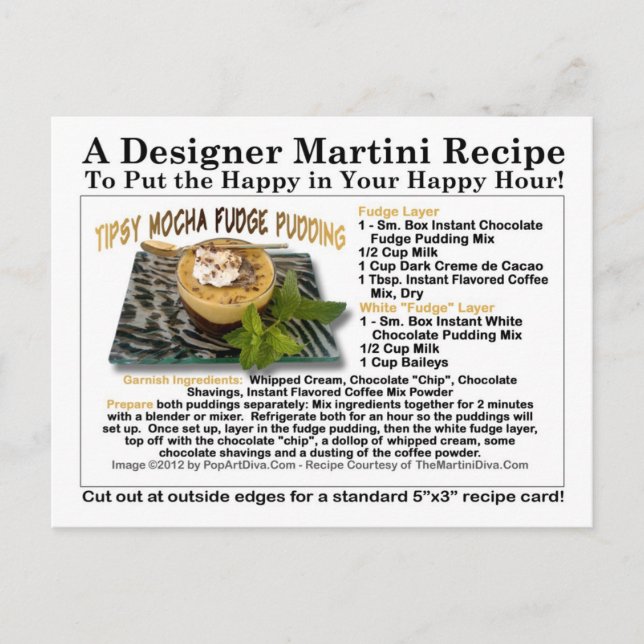 Cartão Postal Cartão-postal de Receita da Tipsy Mocha Fudge Pudi (Frente)