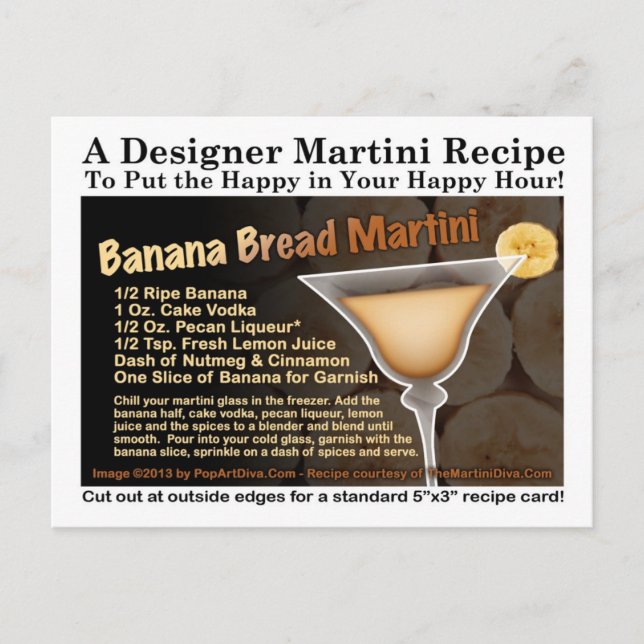 Cartão Postal Cartão-postal de Receita de Banana Bread Martini (Frente)