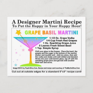 Cartão Postal Cartão-postal de Receita de Grape Basil Martini
