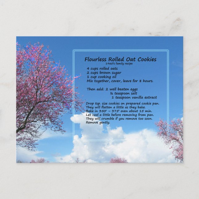 Cartão Postal Cartão-postal de Receita de Oat Cookie sem Fôlego (Frente)