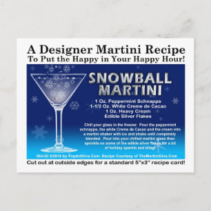 Cartão Postal Cartão-postal de Receita Martini de Natal Snowball