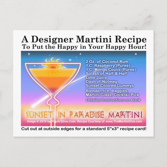 Cartão Postal Cartão-postal de Receita Martini no Paraíso (Frente)