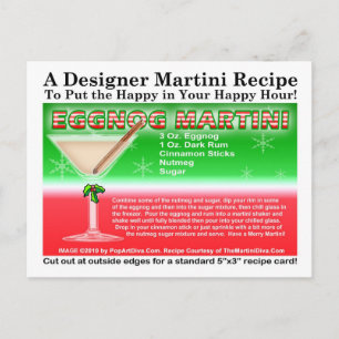 Cartão Postal Cartão-postal de receitas Martini de Natal Eggnog