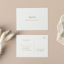 Cartão Postal Cartão-postal de RSVP de Casamento Dourado Minimal
