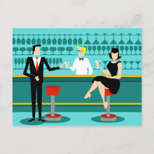 Cartão Postal Cartão-postal de salão de coquetel retrô