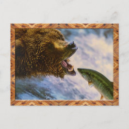 Cartão Postal Cartão-postal de salmões de cabeça-de-cabeça-chata