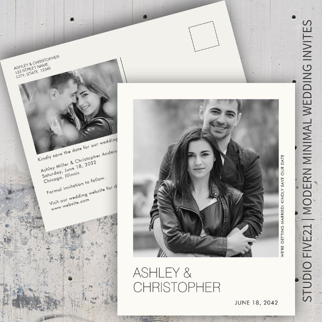 Cartão Postal Cartão-postal de salvamento de casamento minimalis (Criador carregado)