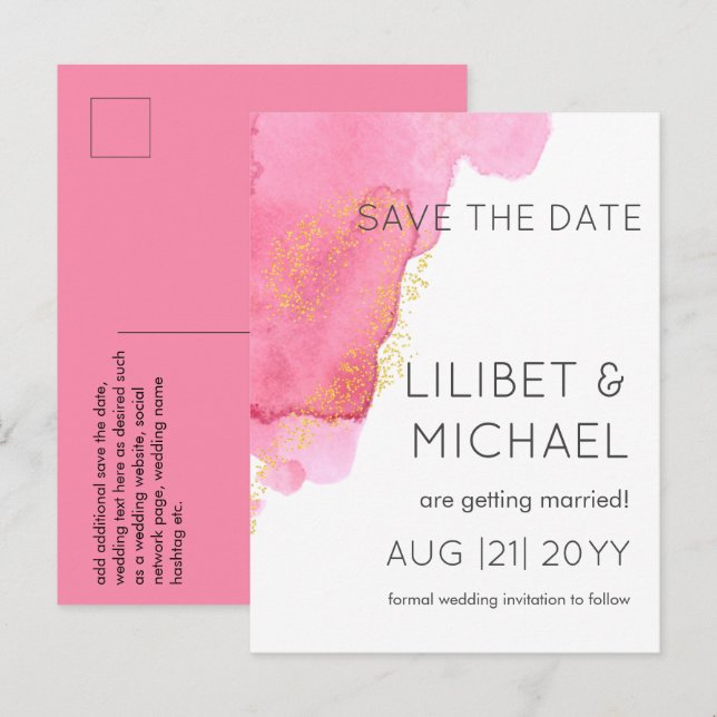 Cartão Postal Cartão-postal de Salvamento de Casamento Moderno D (Frente/Verso)