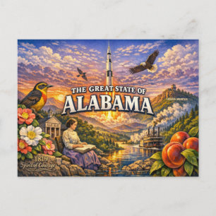 Cartão Postal Cartão-postal de Saudações do Alabama