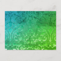 Cartão-postal de saudações verde azul