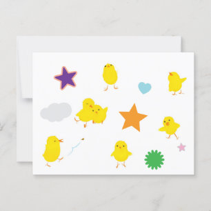 Cartão Postal Cartão-postal de sete Pintinhos-bebê (Estrelas)