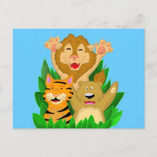 Cartão Postal Cartão-postal de Tigre e Urso de Leão