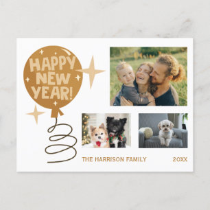 Cartão Postal Cartão-postal de três fotos de ano novo