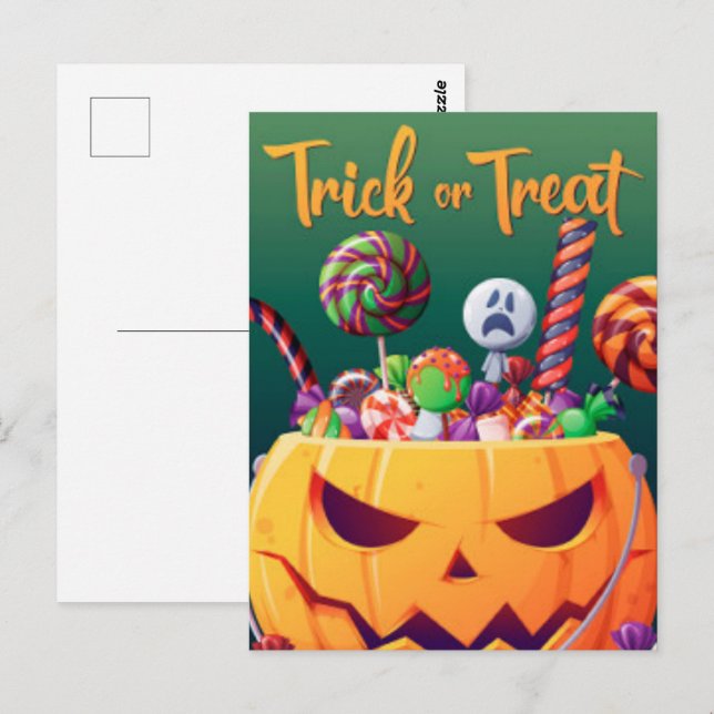 Cartão Postal Cartão-postal de Trick ou Tratar Halloween (Frente/Verso)
