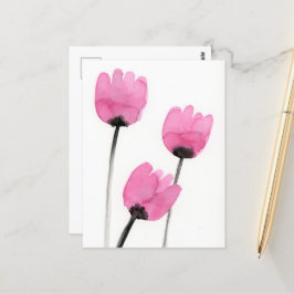 Cartão Postal Cartão-postal de Tulipas Rosa, Flores de Água