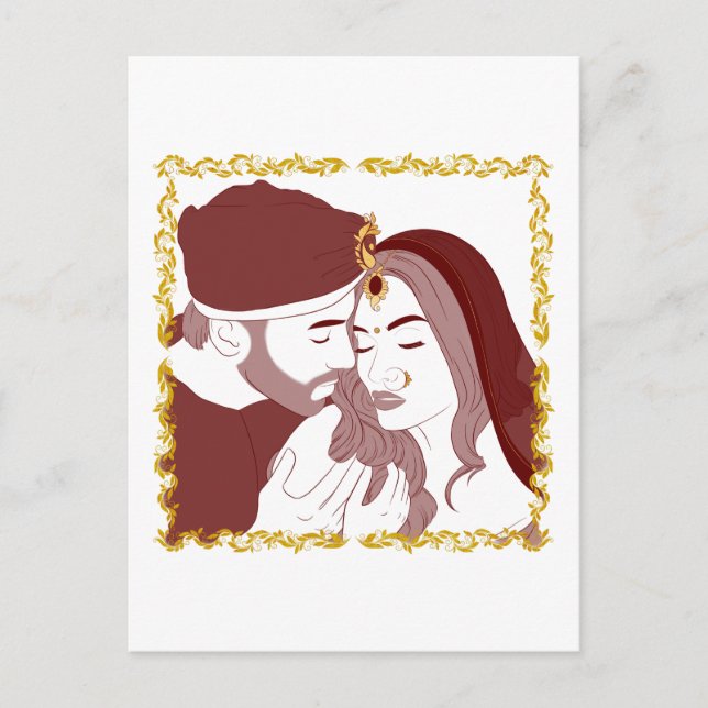 Cartão Postal Cartão-postal de um romântico casal indiano Desi e (Frente)