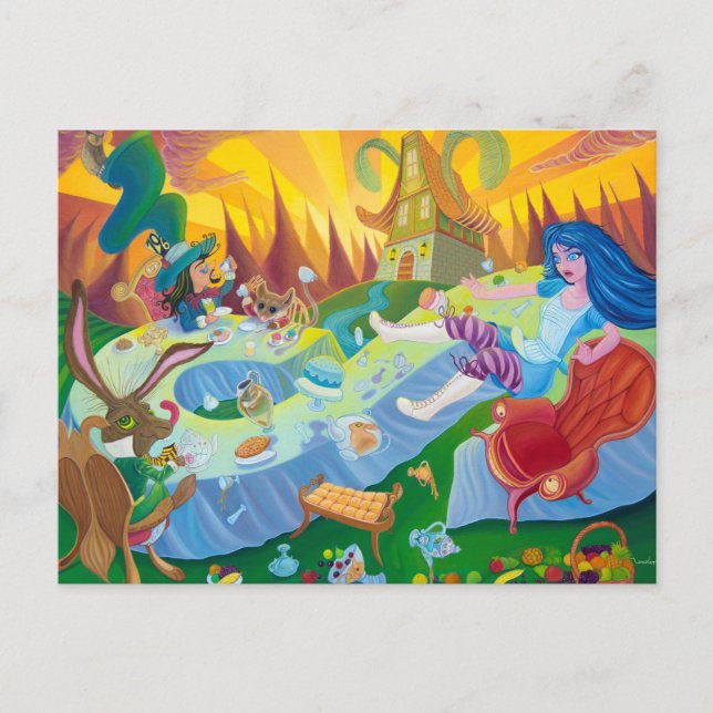 Cartão Postal Cartão-postal de "uma festa de chá louca" (Frente)