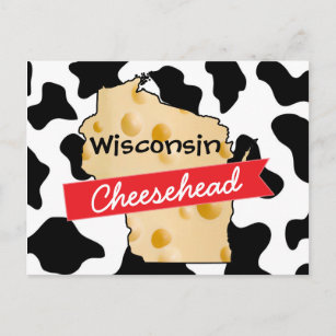 Cartão Postal Cartão-postal de vaca Cheesehead em Wisconsin