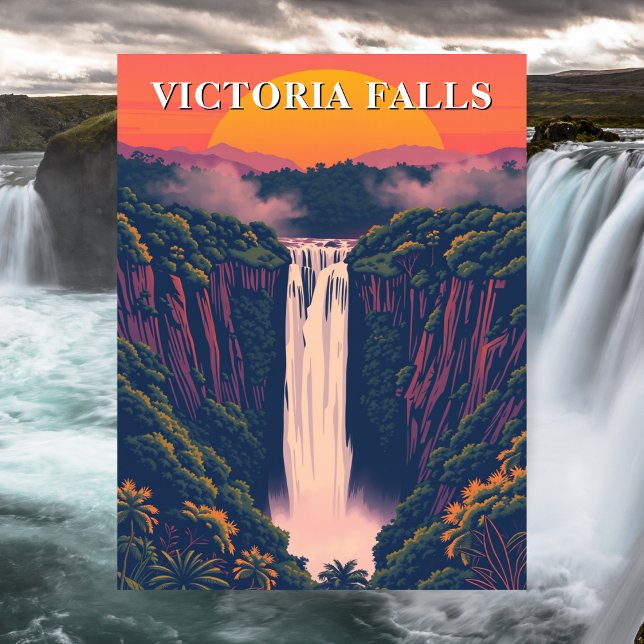 Cartão Postal Cartão-postal de Viagem de Cascata Victoria Falls (Victoria Falls Waterfall Travel Postcard)
