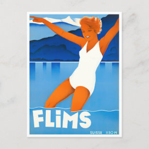 Cartão Postal Cartão-postal de viagens vintage de Suiça Flims