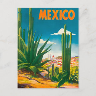 Cartão Postal Cartão-postal de Viagens vintage do México Cactus