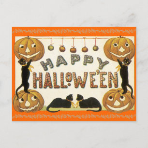 Cartão Postal Cartão-postal de Vintage Happy Halloween Jack-O-L