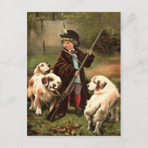 Cartão Postal Cartão-postal de Vintage Little Hunter com espanh