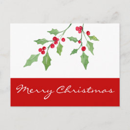 Cartão Postal Cartão-postal de Watercolor Holly Sprigs