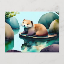 Cartão-postal de Watercolor Otter