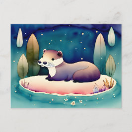 Cartão Postal Cartão-postal de Watercolor Otter