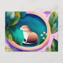 Cartão-postal de Watercolor Otter