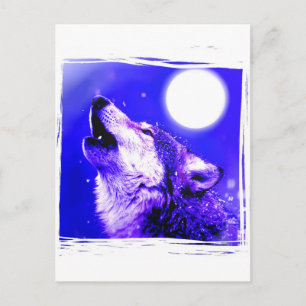 Cartão Postal Cartão-postal de Wolf Blue Moonlight
