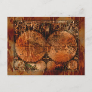 Cartão Postal Cartão-postal do Antigo Mapa Mundial da Arty Vint