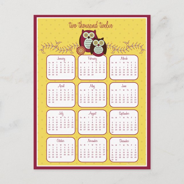 Cartão Postal Cartão-postal do Calendário Sunshine 2012 (Frente)