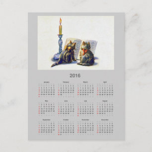 Cartão Postal Cartão-postal do Calendário Vintage Cats 2016