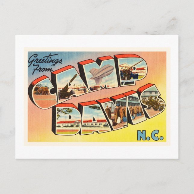 Cartão Postal Cartão-postal do Camp Davis North Carolina NC Old  (Frente)