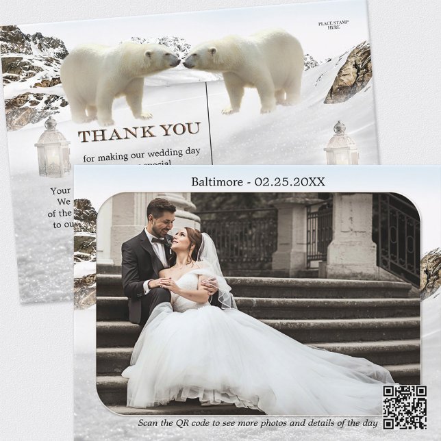 Cartão Postal Cartão-postal do Casamento no inverno Polar Bear (Criador carregado)