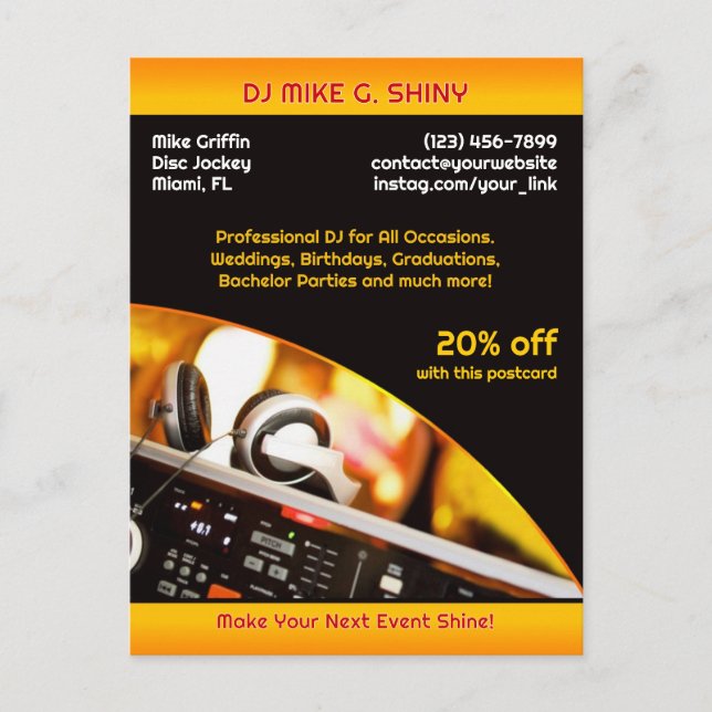 Cartão Postal Cartão-postal do Clube de Música DJ (Frente)