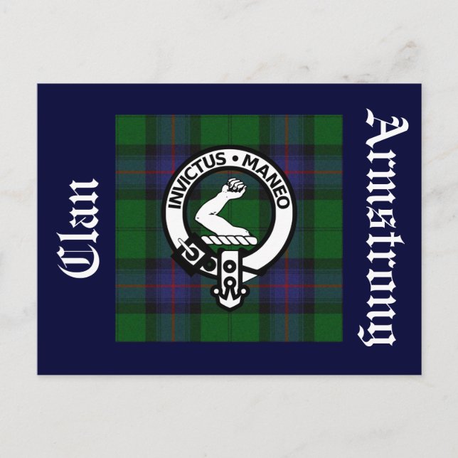 Cartão Postal Cartão-postal do Crachá Clan Armstrong Tartan & Cr (Frente)