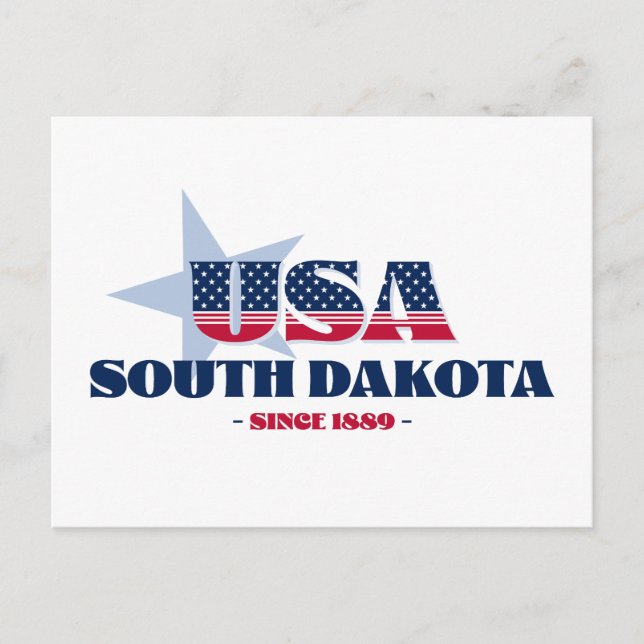 Cartão Postal Cartão-postal do Dakota do Sul em Vermelho, Branco (Frente)