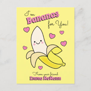 Cartão Postal Cartão-postal do Dia de os namorados Kawaii Banana