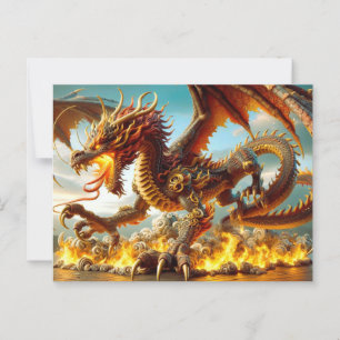 Cartão Postal Cartão-postal do Dragão para respiração por incênd