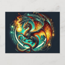 Cartão-postal do Dragão para respiração por incênd