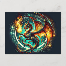 Cartão Postal Cartão-postal do Dragão para respiração por incênd